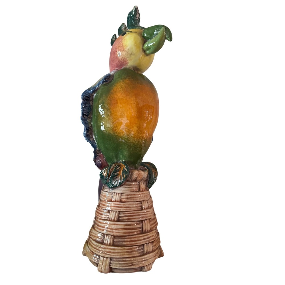 Vintage Italian Ceramic Fruit Vegetable Parrot Figurine Made in Italy‎ TG 15"